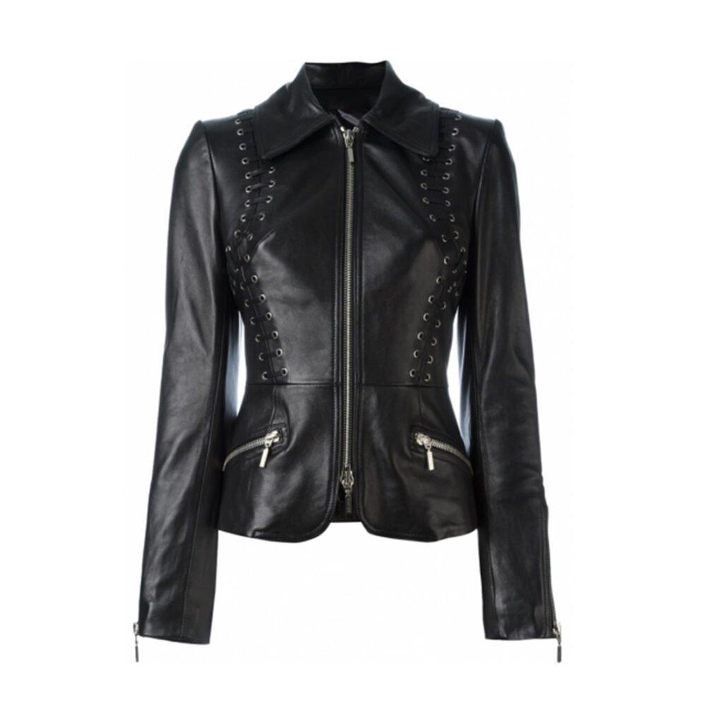 Ladies Black Leather Jacket