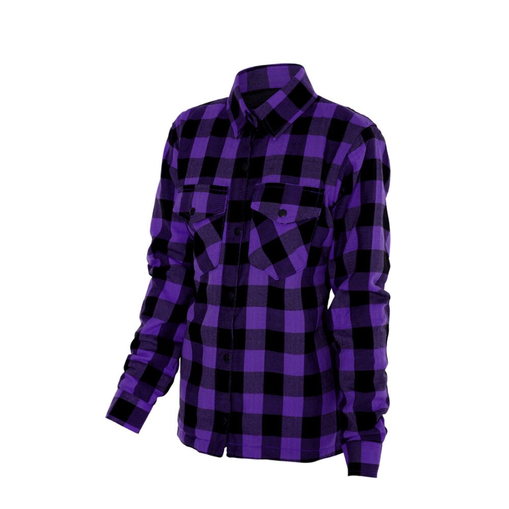 Women's Purple and Black Flannel Riding Shirt with Protective Lining