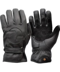 Motor Bike Wool Lined Black Leather Gloves