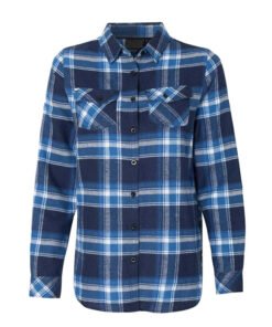 Women's Blue/White Long Sleeve Flannel Casual Shirt