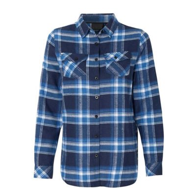 Women's Blue/White Long Sleeve Flannel Casual Shirt