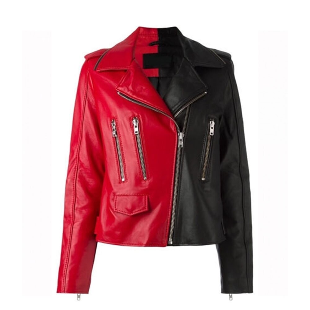 Ladies Red , Black Leather Jacket