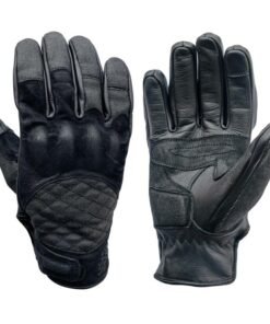 Motor Bike Black Nubuck Leather Gloves
