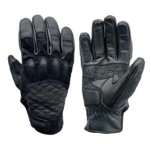 Motor Bike Black Nubuck Leather Gloves